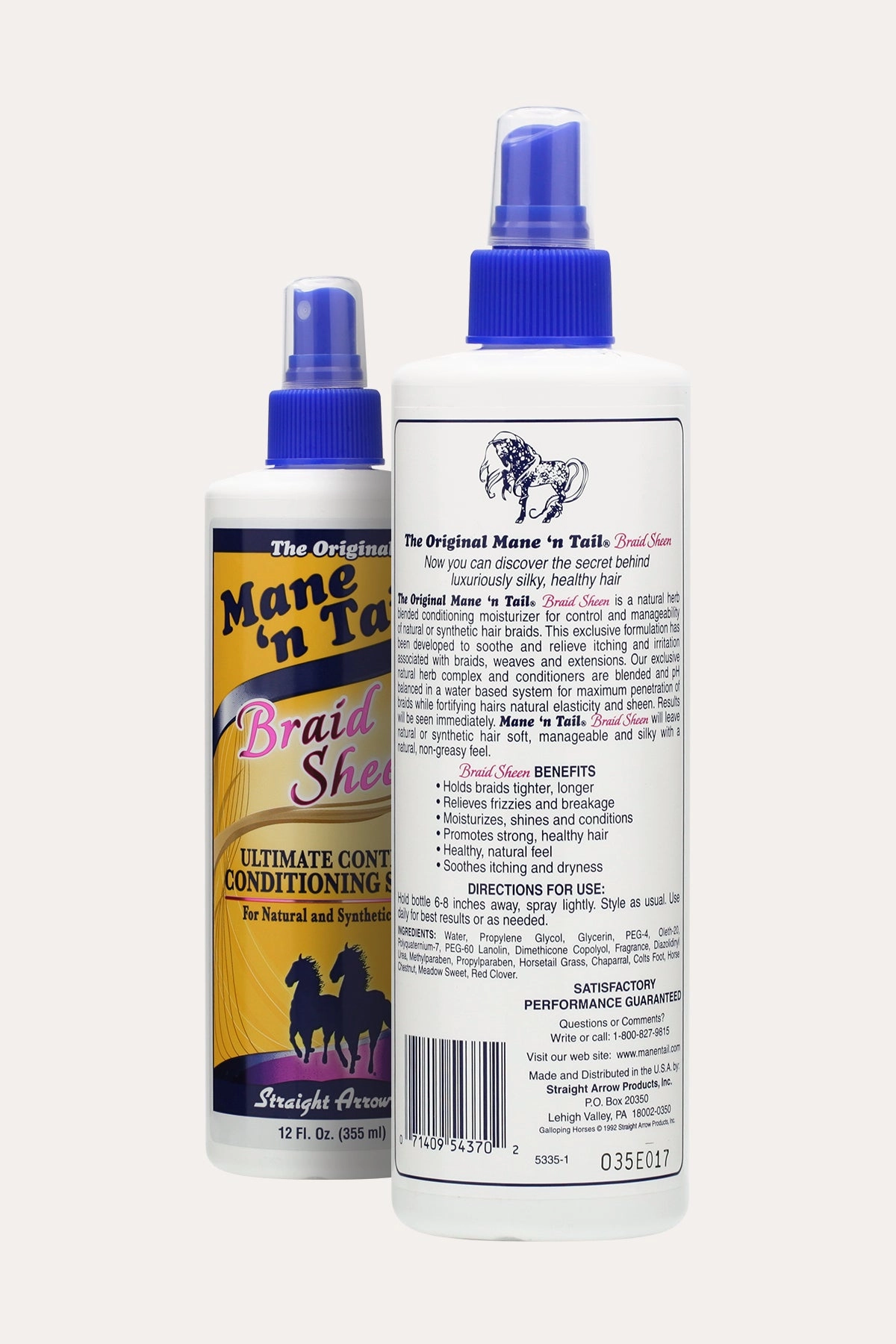 MANE'N TAIL BRAID SHEEN  ULTIMATE CONTROL CONDITIONING SPRAY 12oz
