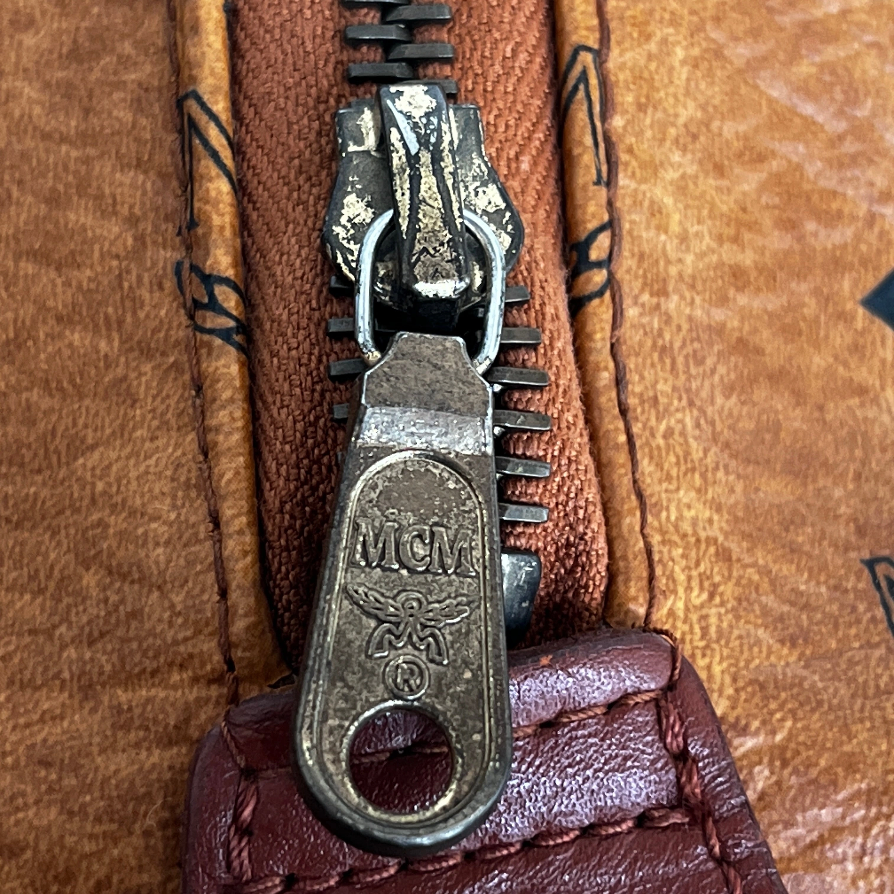 MCM Cognac Visetos Coated Canvas Mini Handbag