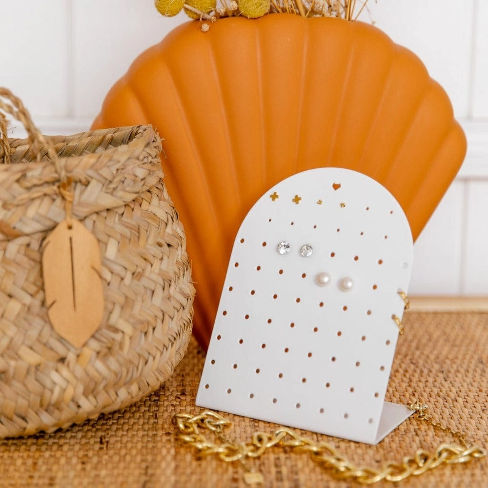 Mini Classic Earring Holder -- White - Up to 34 Pairs
