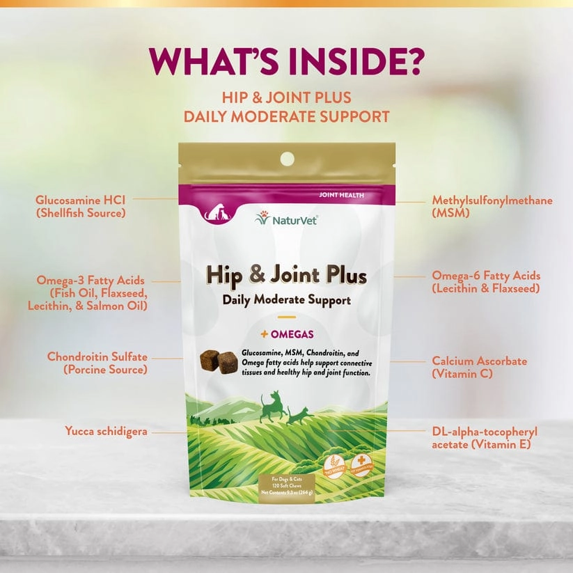 NaturVet Hip & Joint Plus Soft Chews for Dogs