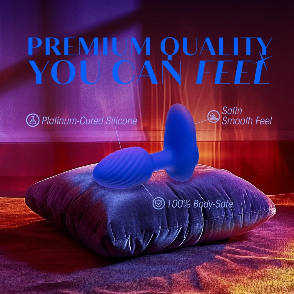 Oh My Gem By Blush® | Mystery 4 Inch Vibrating Anal Plug Massager With Stayput™ Design & Sapphire Gem Base – In Blue