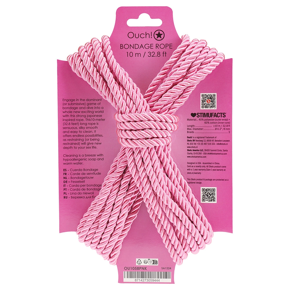 Ouch! 32.8'/10m Bondage Rope in Pink