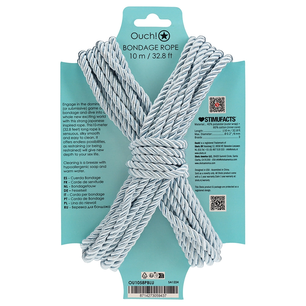 Ouch! 32.8'/10m Bondage Rope in Powder Blue