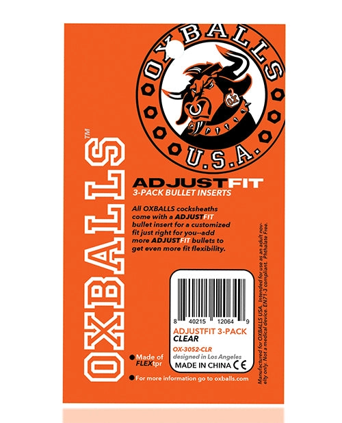 Oxballs Penis Sheath 7/8 Adjustfit Inserts - Pack Of 3 Clear