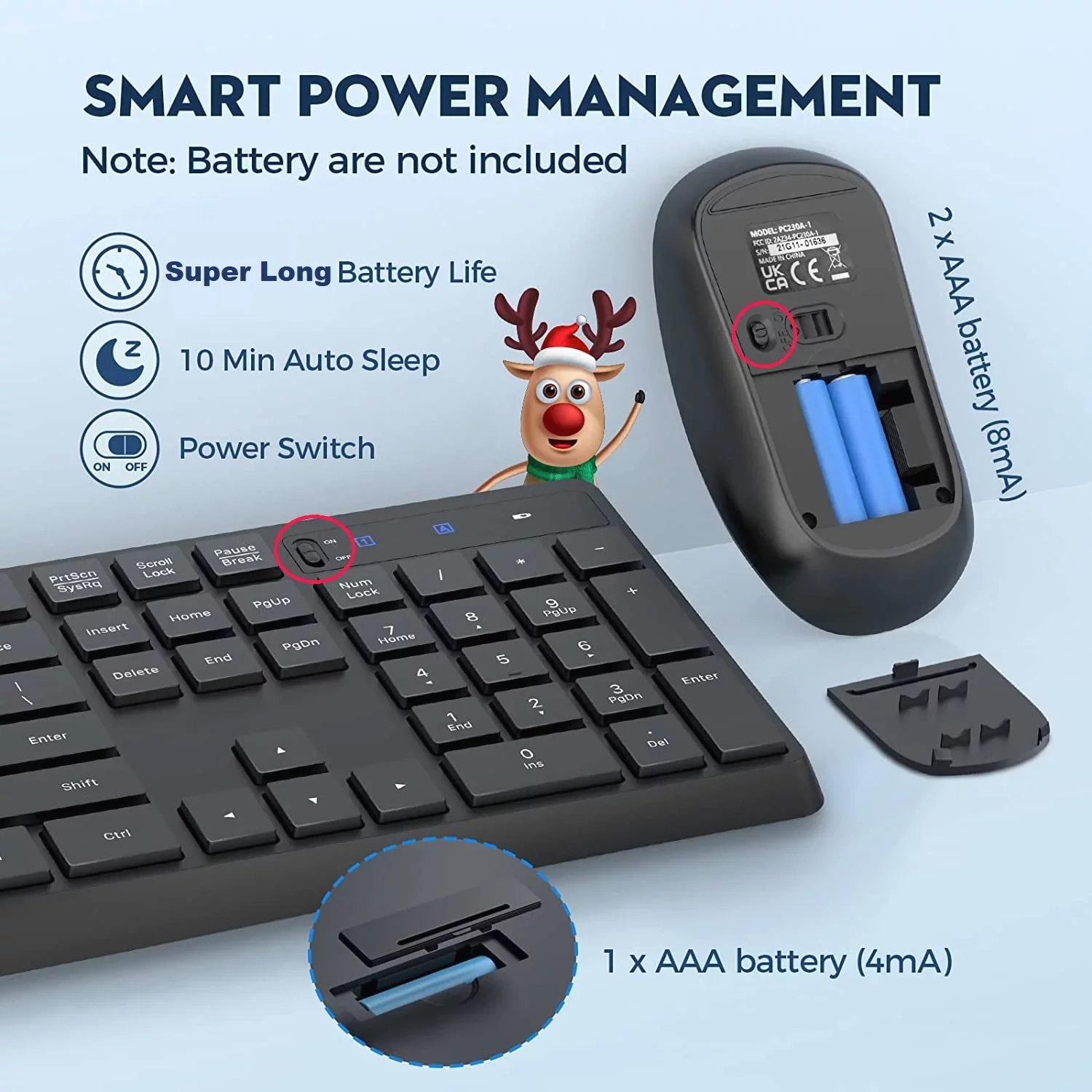 PC230 Wireless Keyboard Mouse Combo,USB, Auto-Sleep, Silent