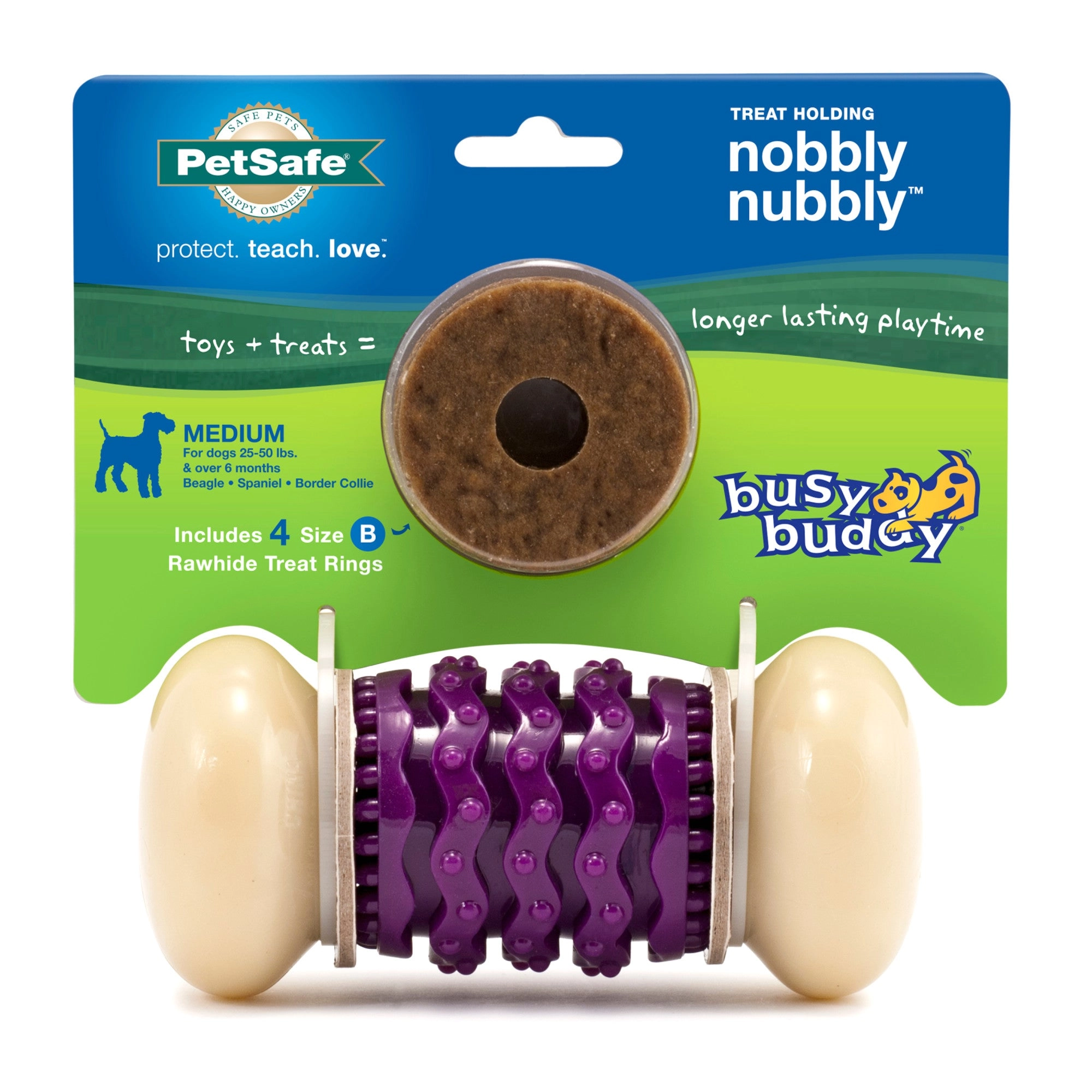 PetSafe Busy Buddy Nobbly Nubbly Treat Holding Dog Toy – Strong Chewers