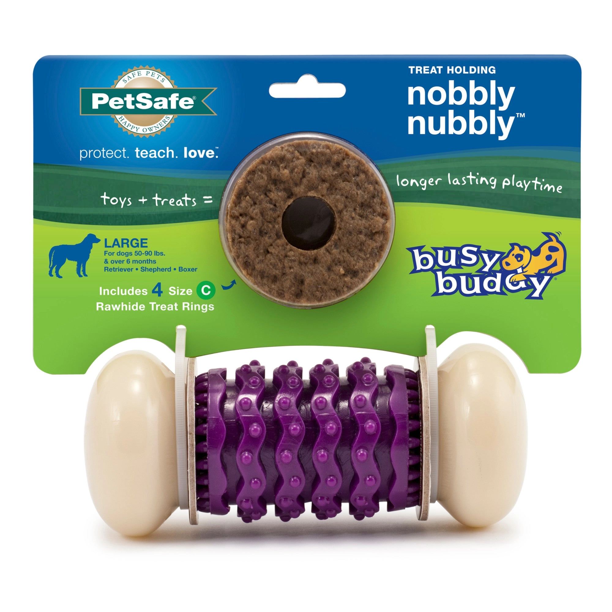 PetSafe Busy Buddy Nobbly Nubbly Treat Holding Dog Toy – Strong Chewers
