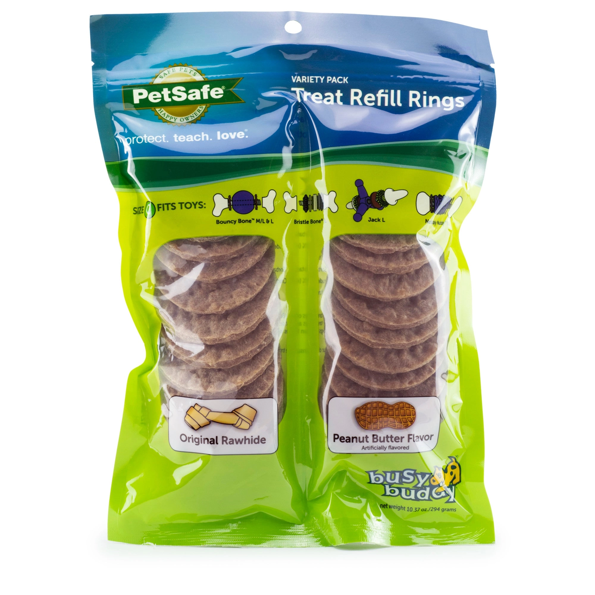 PetSafe® Rawhide Treat Ring Refills, Variety Pack, Original Rawhide and Peanut Butter Flavor, Replacement Treats for PetSafe Busy Buddy Treat Ring Holding Dog Toys
