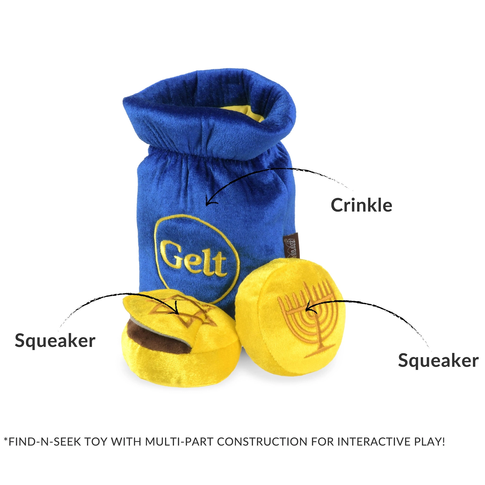 P.L.A.Y. Gelt Chocolate Coins Blue & Gold Dog Toys