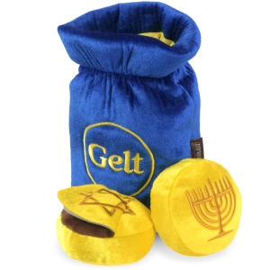P.L.A.Y. Gelt Chocolate Coins Blue & Gold Dog Toys