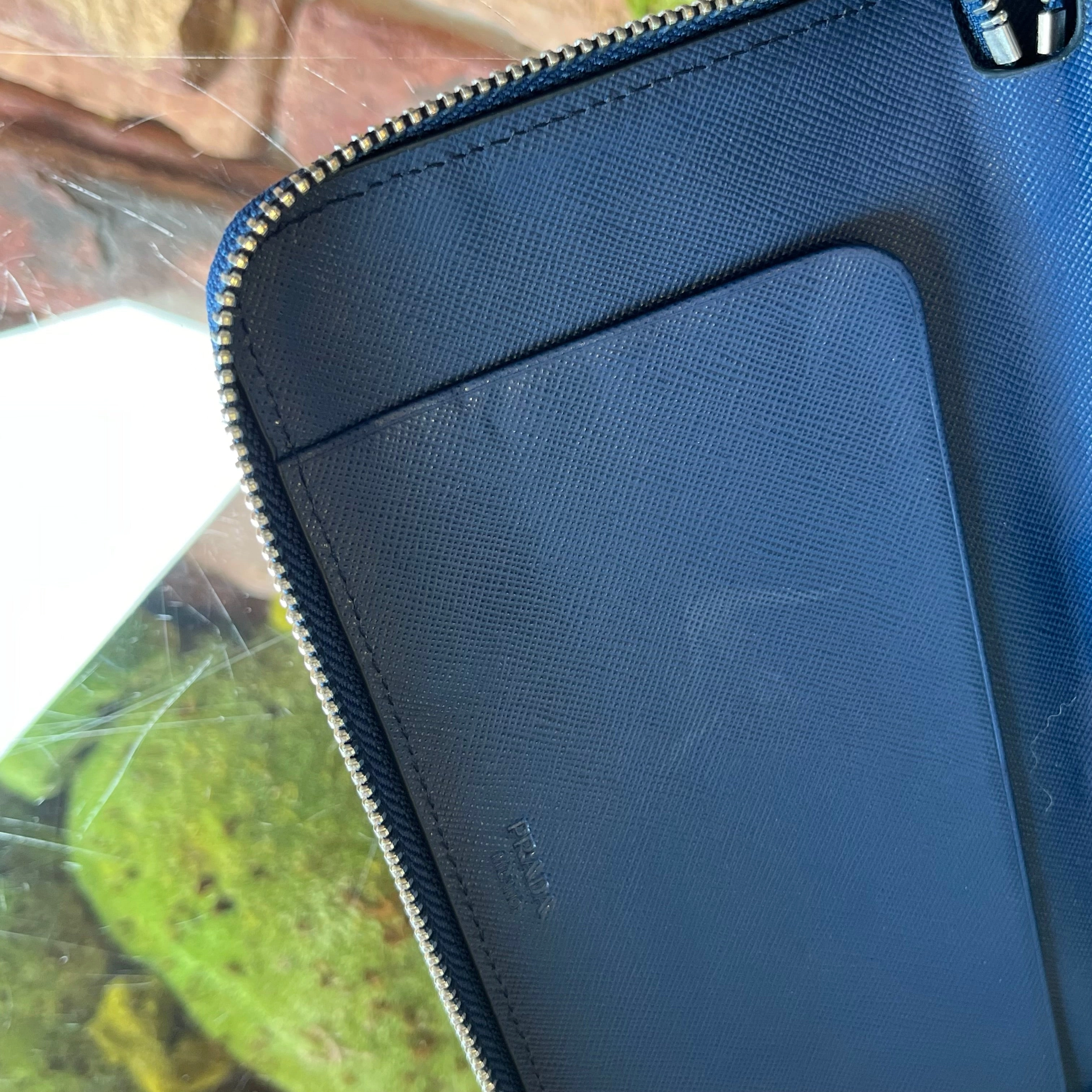 PRADA Striped Saffiano Continental Wallet