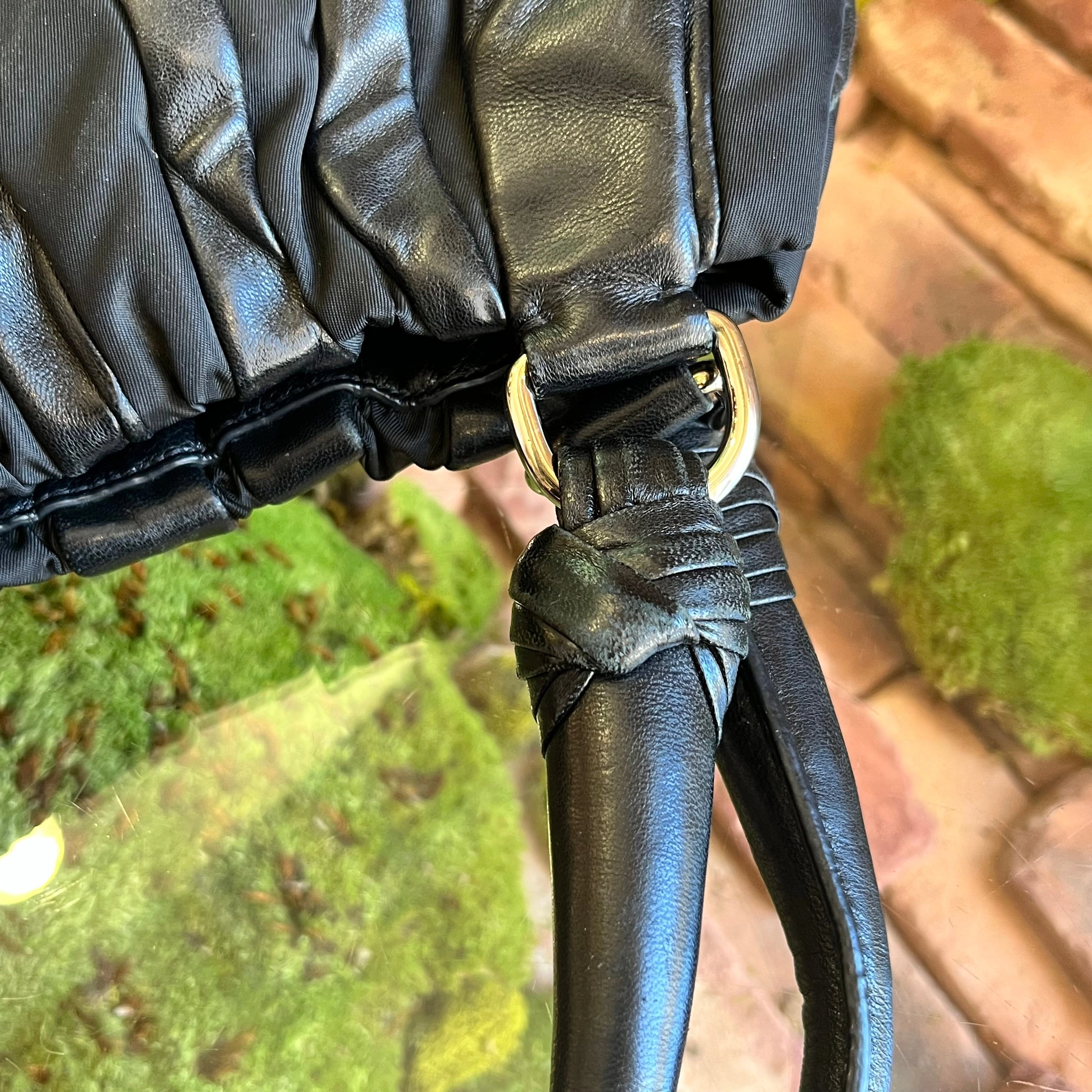 PRADA Wave Black Tessuto Nylon Nappa Leather Hobo Bag TS3917