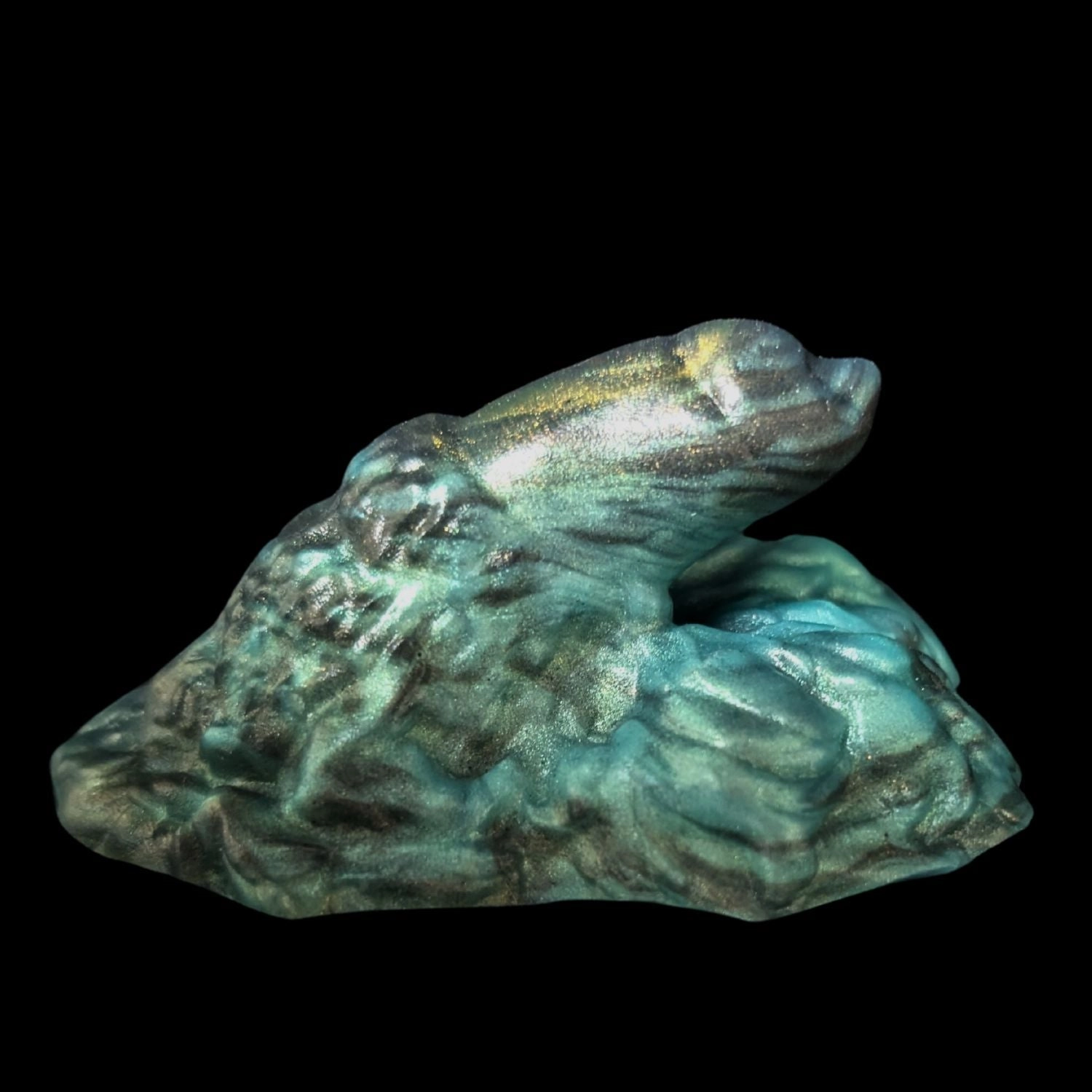 Premade Small Fenrir, Lycan Packer - Blend Inky Gray, Kreature Green, and Shimmer Gold - Classic Firmness