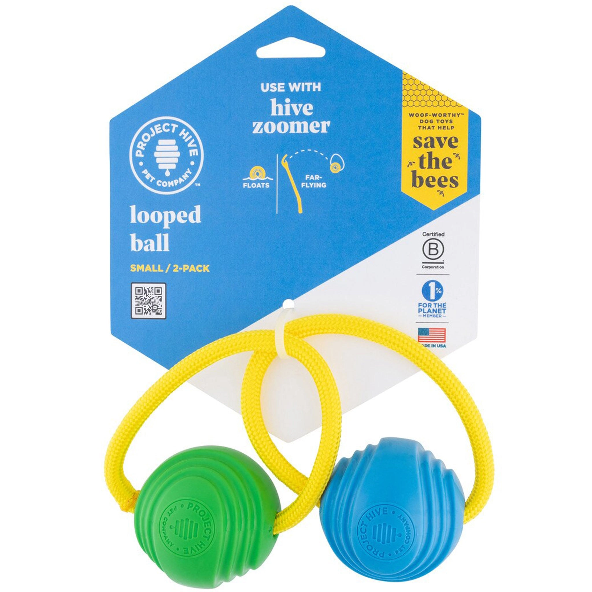 Project Hive Looped Ball Green & Blue Dog Toys