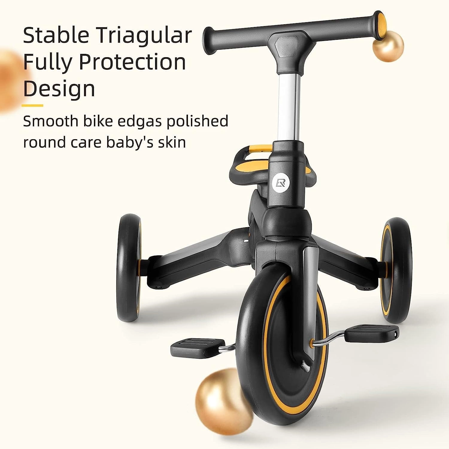 ROCKBROS 3-in-1 Kids Tricycle with Adjustable Seat and Removable Pedals
