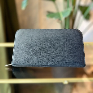 SAINT LAURENT Black Grain Du Poudre Zip Around Wallet