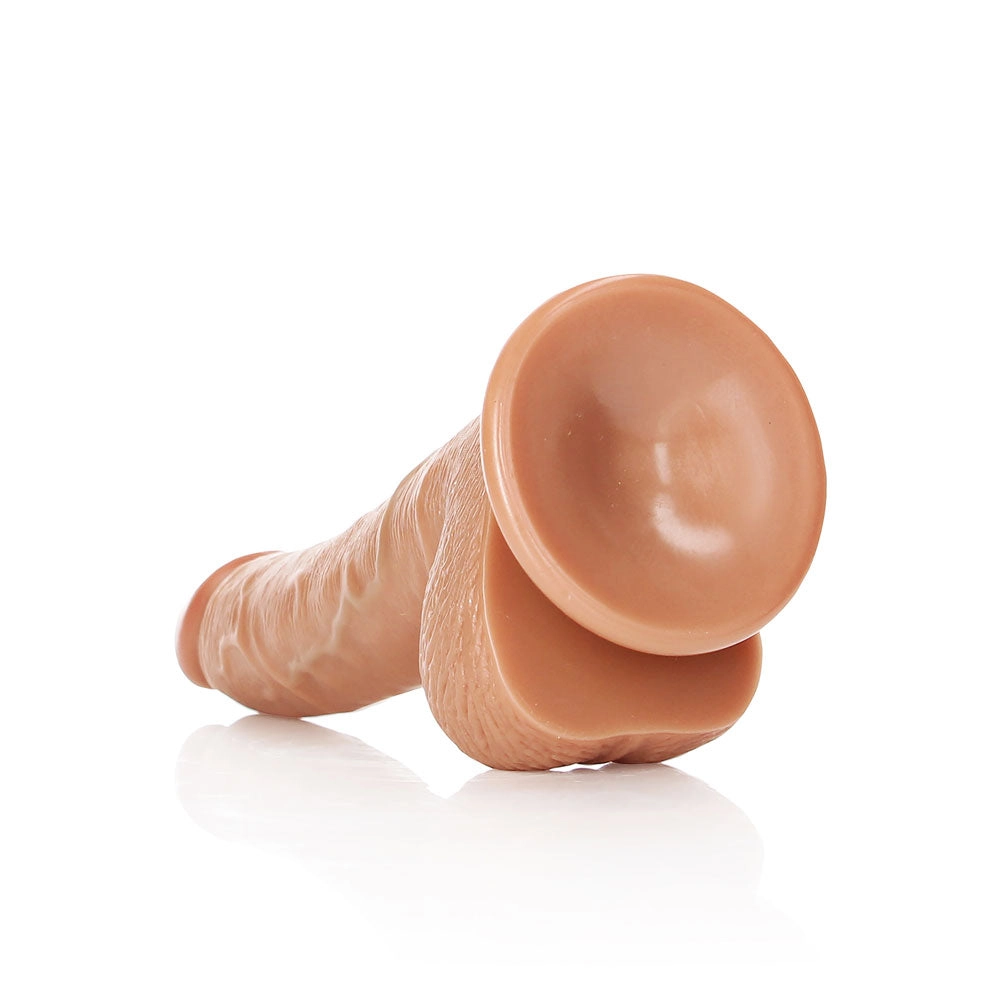 Shots Real Rock Realistic Curved Dildo With Balls 7 Inch - Tan