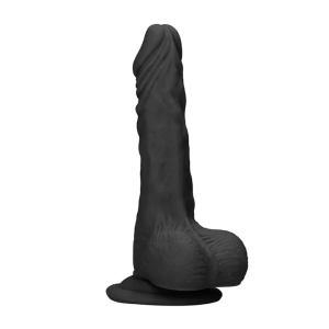 Shots Real Rock Skin Dong With Balls 7 Inch - Black