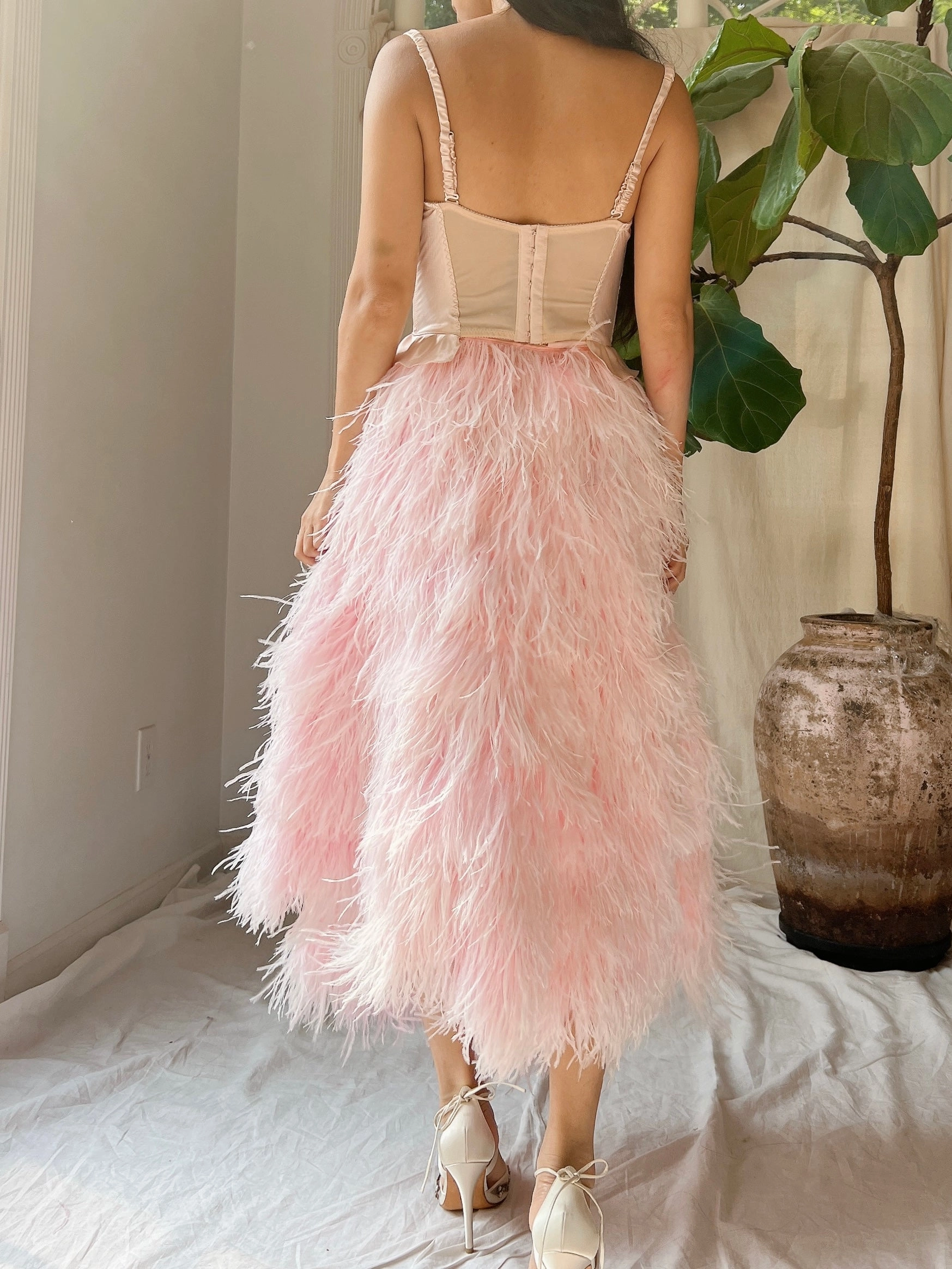 Soft Pink Feather Skirt - S-L