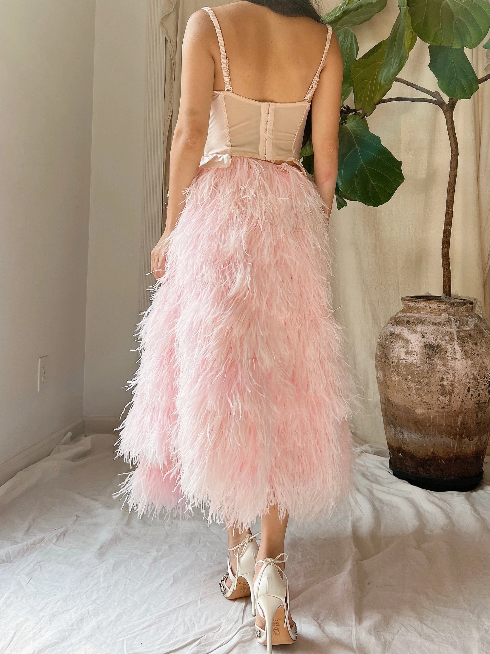 Soft Pink Feather Skirt - S-L