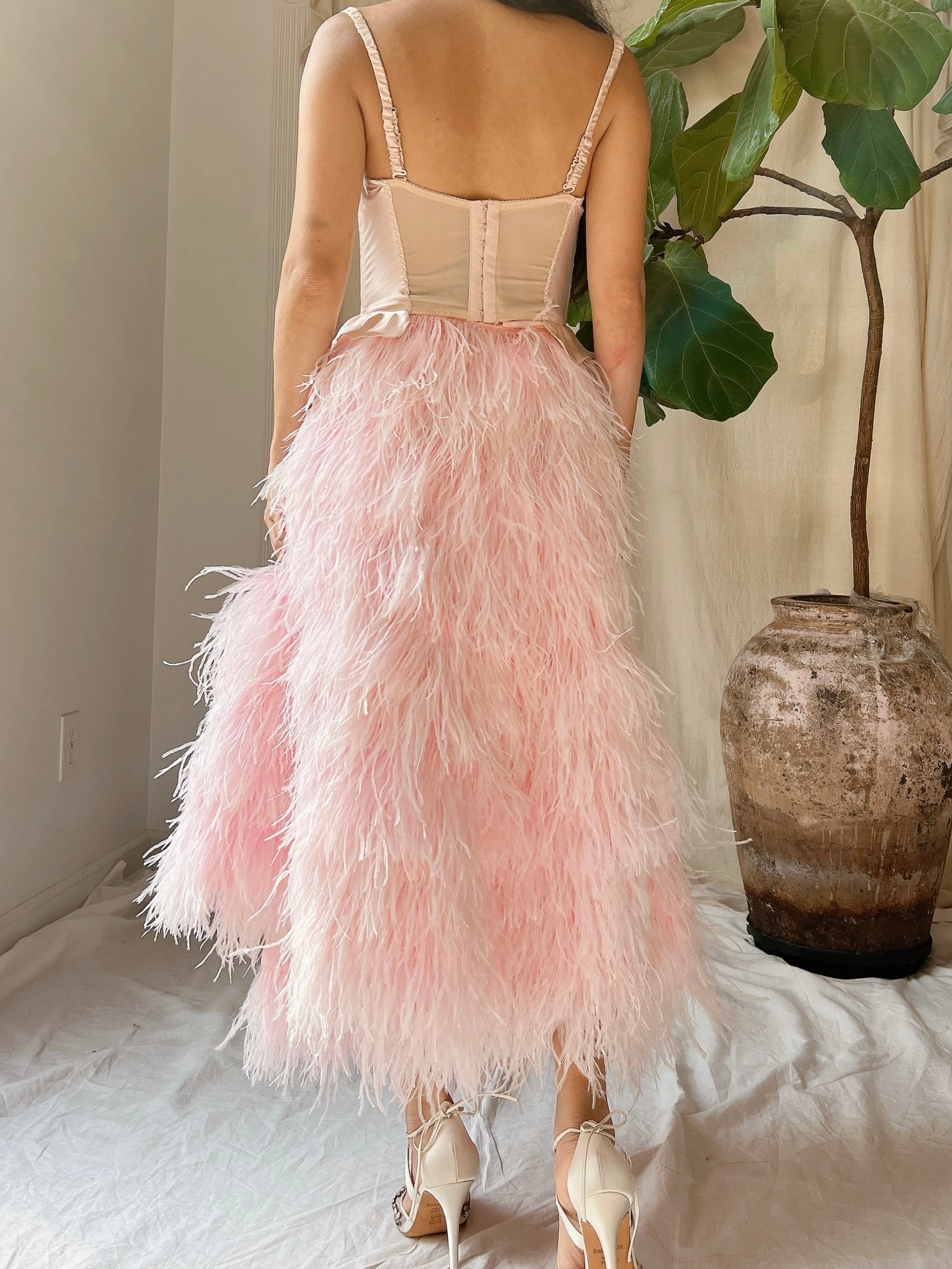 Soft Pink Feather Skirt - S-L