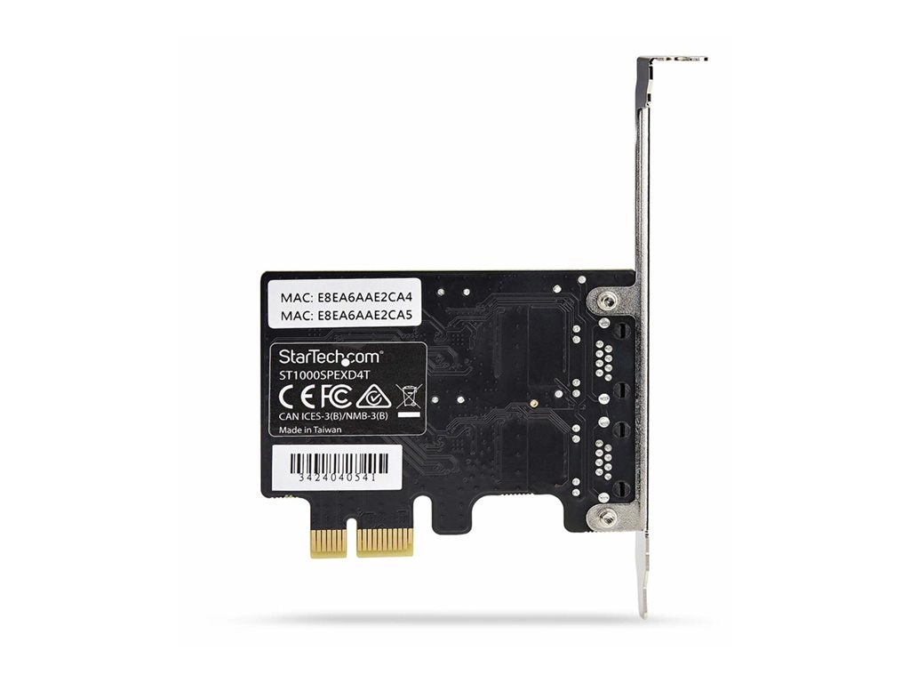 StarTech.com 2-Port Gigabit PCIe Network Adapter Card, TAA Compliant - Network adapter - PCIe - Gigabit Ethernet x 2 - black ST1000SPEXD4T