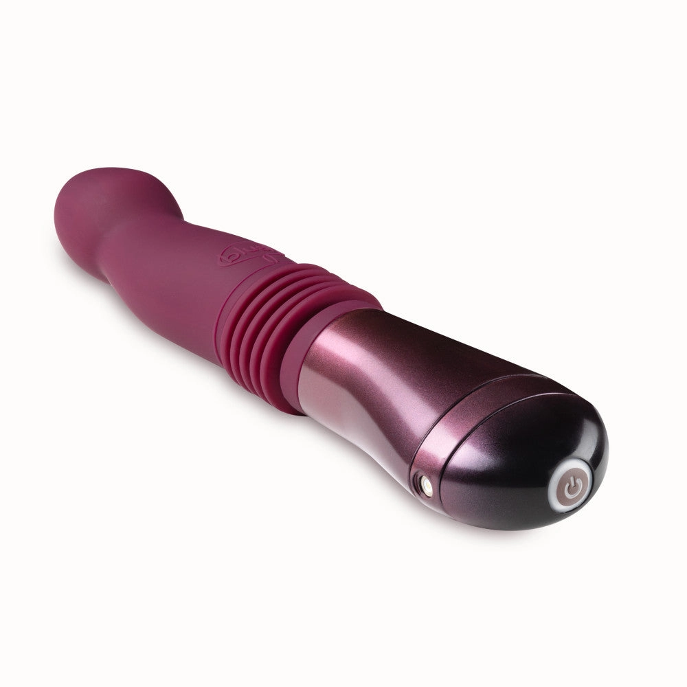 Temptasia By Blush® | Trixie Curved G-Spot Wine 10-Inch Long Thrusting Rechargeable Vibrating Dildo