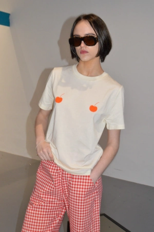 The Tiny Big Sister Cherries Light Cream T-Shirt