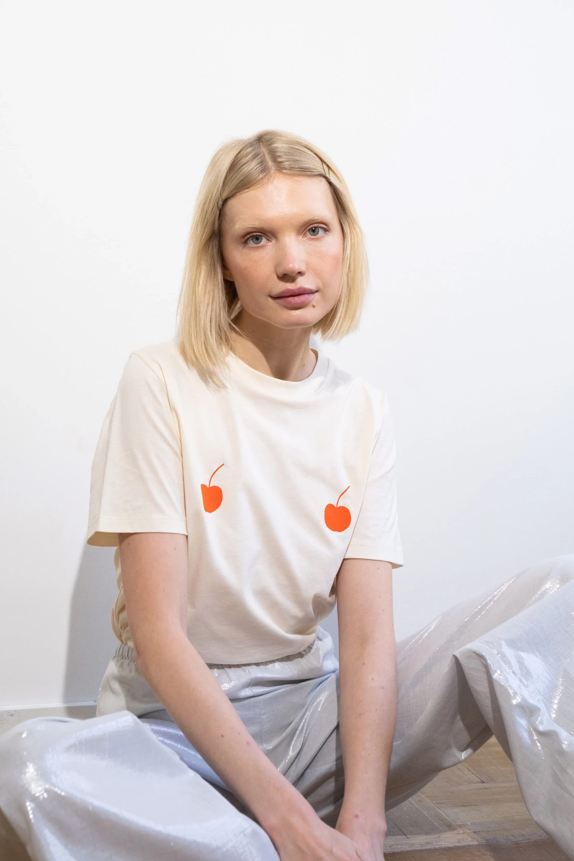 The Tiny Big Sister Cherries Light Cream T-Shirt