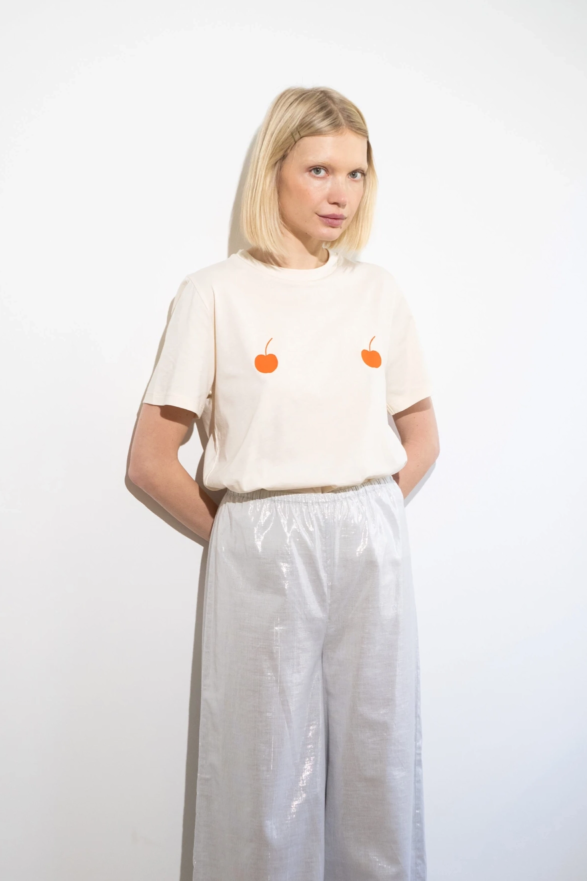 The Tiny Big Sister Cherries Light Cream T-Shirt