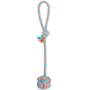 Thoozy Pet Ball Tug Rope Blue & Red Dog Toys