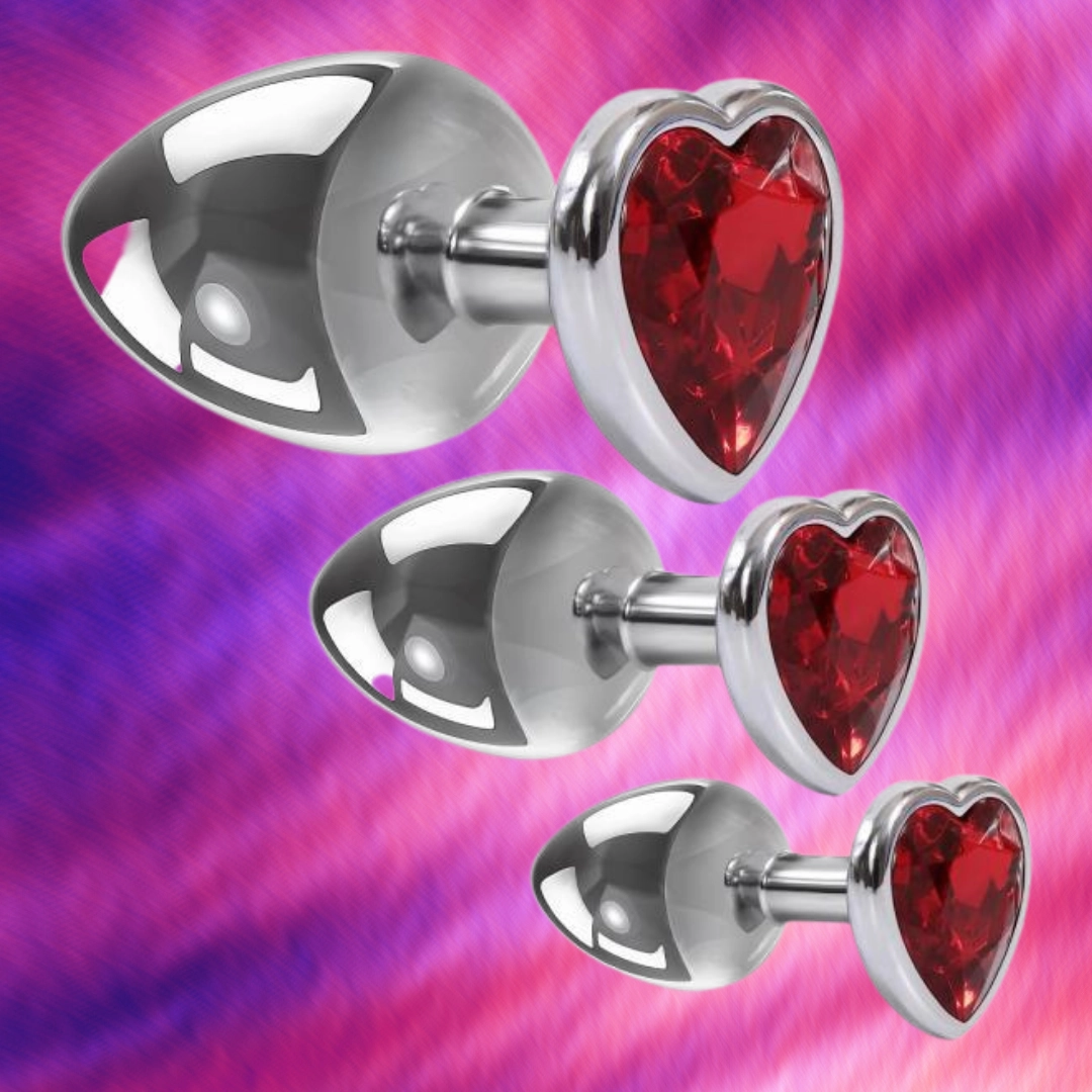 Three of Hearts Red Jeweled Anal Plug Set (3 pcs.)