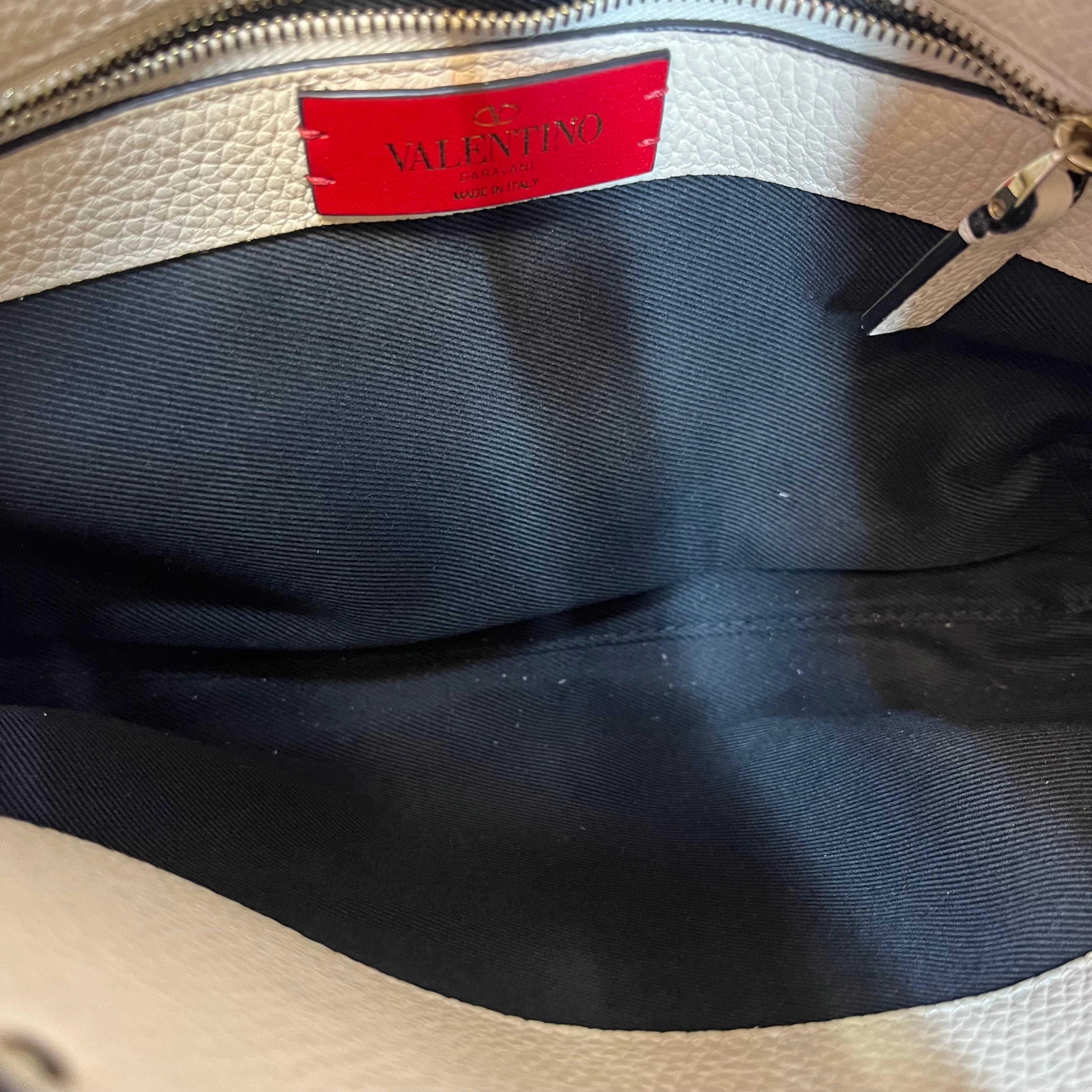 VALENTINO Rockstud Flip Lock Small Pebbled Calfskin Hobo