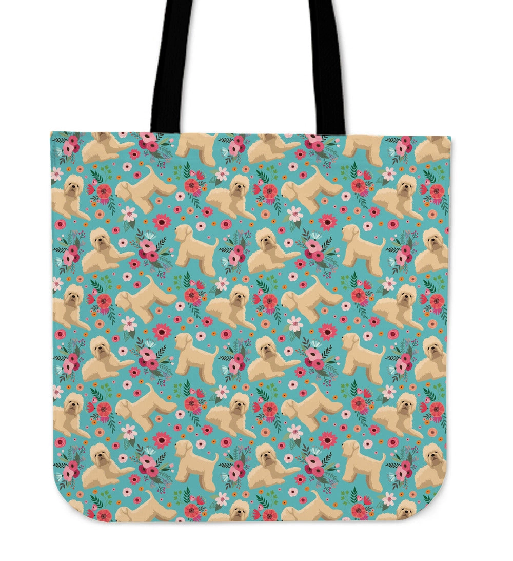 Wheaten Terrier Flower Linen Tote Bag