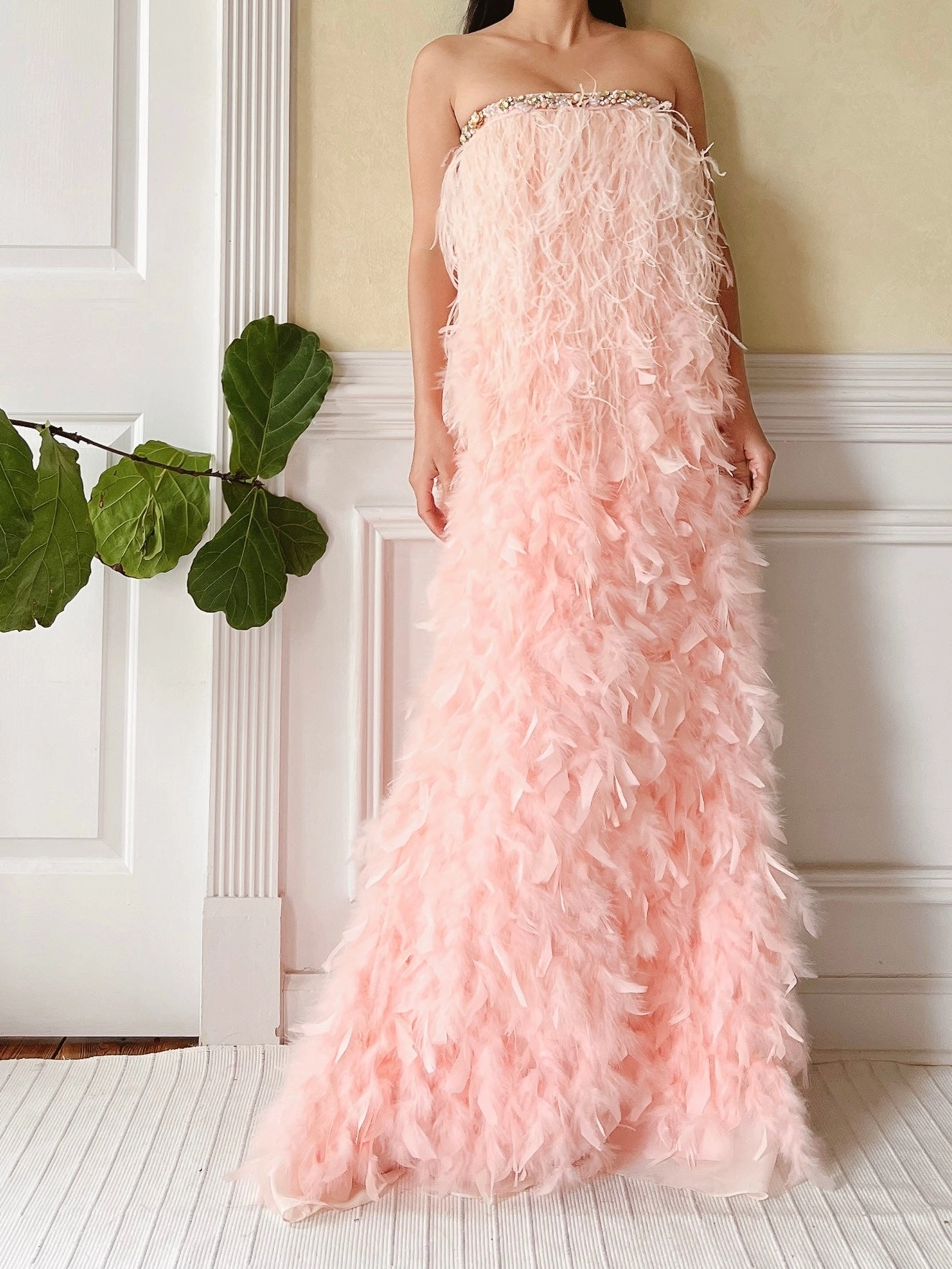 Y2K Soft Peach Feather Skirt - XS