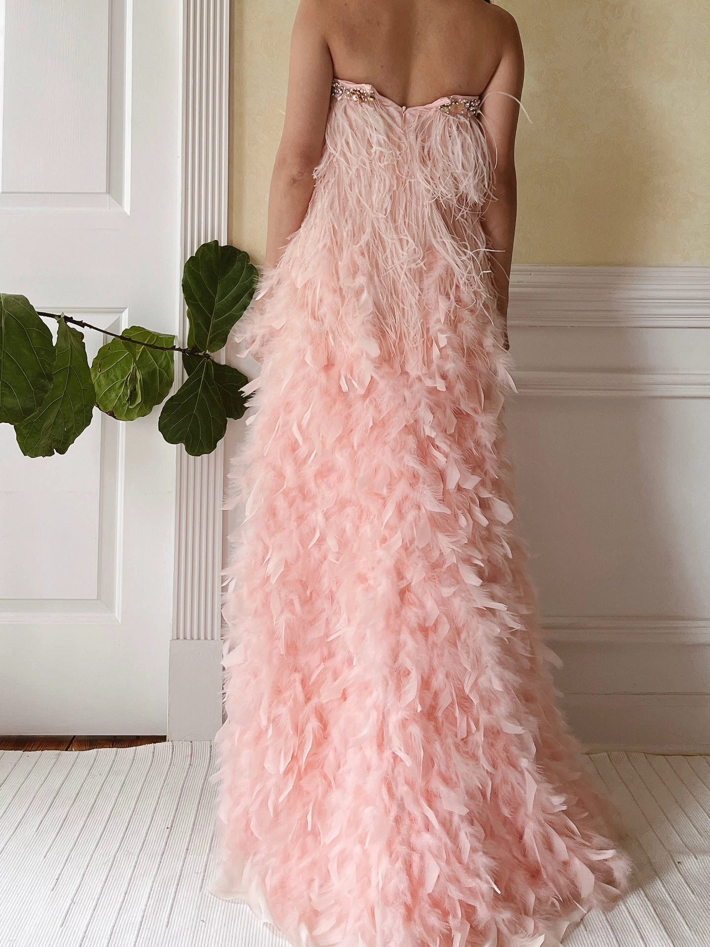 Y2K Soft Peach Feather Skirt - XS
