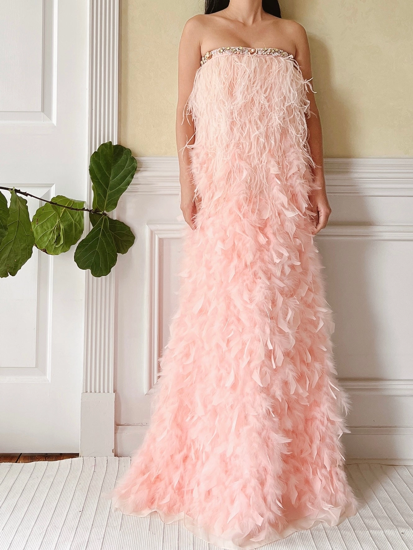 Y2K Soft Peach Feather Skirt - XS